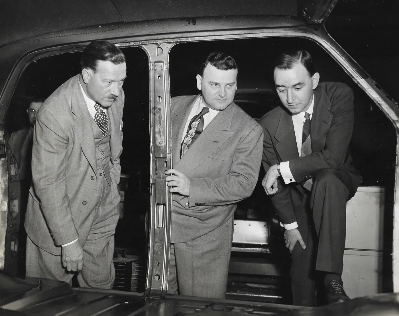 Neil Gaskin checking out the interior of a Studebaker on the Assembly Line