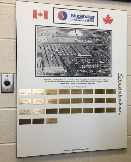 The Studebaker of Canada Plaque at the Studebaker National Museum