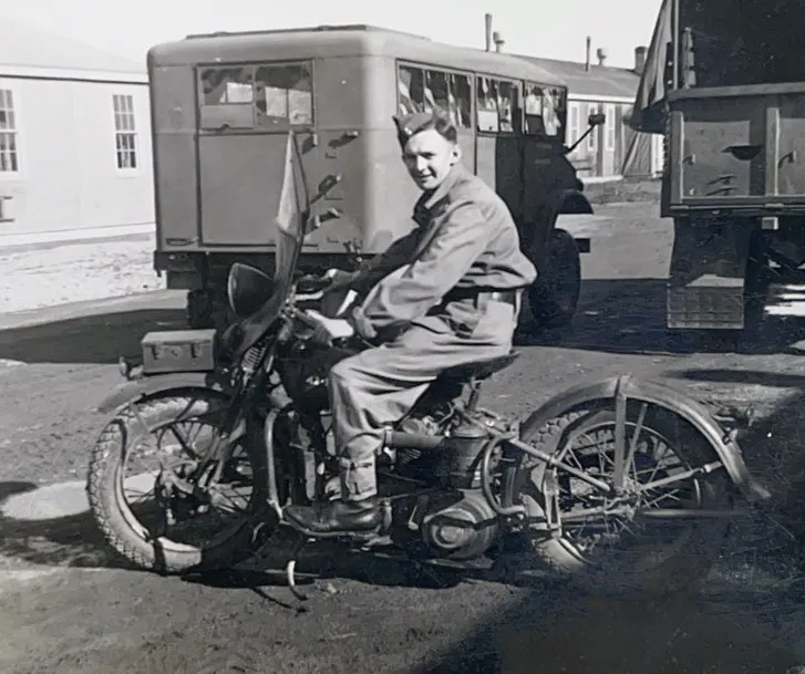 Wally on a Harley Davidson Model WLC